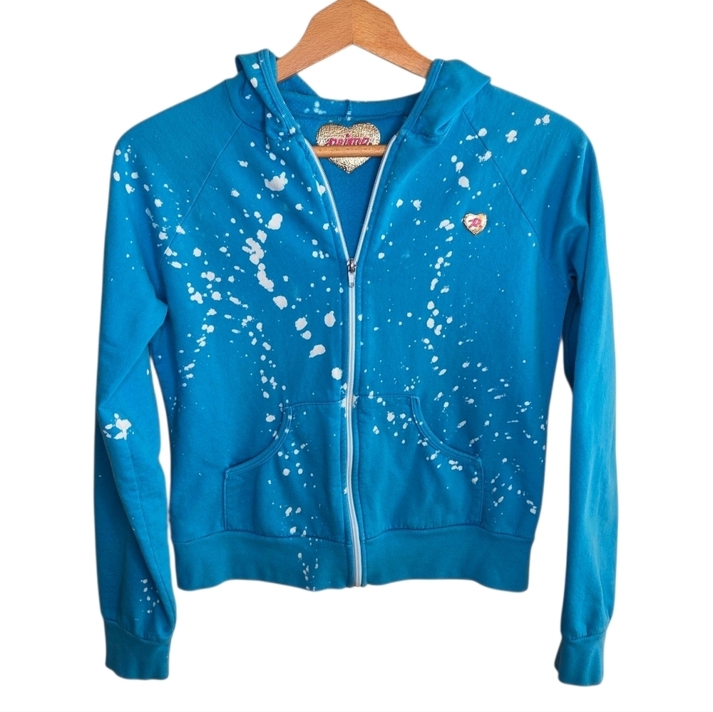 Vintage Y2K Primp | Unicorn White Zipper Front Splatter Hoodie Sweatshirt